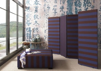 Полосатая трехстворчатая ширма - bzt/081