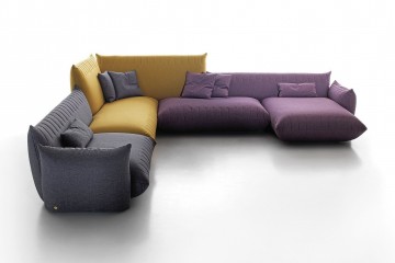 Угловой модульный диван из разноцветных пышных подушек - alb/179