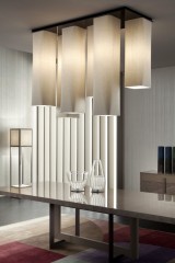 Большая люстра с бежевыми плафонами разной длины - kpt/010