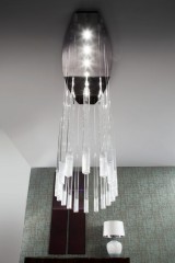 Люстра с подвесками из стеклянных трубок на овальном основании - kpt/007