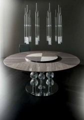 Круглый стол на фигурных стеклянных ножках - kpt/148