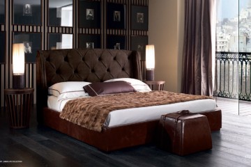 Спальня с бордовым кожаным пуфом - ulivi/188