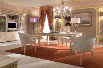 Большой белый кабинет с позолоченным декором - tur/644