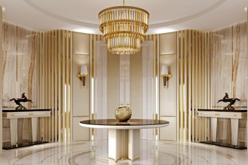 Круглый коричневый стол на подстолье в отделке кожей цвета слоновой кости - tur/505