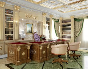Кабинет с рельефной позолоченной резьбой - tur/643