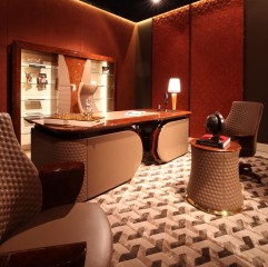 Дизайнерский кабинет в кожаной бежевой отделке - tur/635