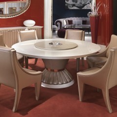 Круглый стол на фигурной опоре в кожаной отделке - tur/248
