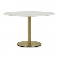 Белый мраморный стол на ножке цвета античной бронзы - svd/221