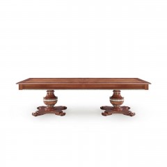 Большой раздвижной стол из массива на 2 фигурных резных опорах - svd/017
