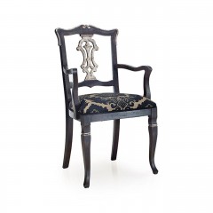 Черный стул с серебристой вставкой на открытой спинке - svd/768