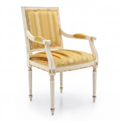 Стул в полосатой золотистой текстильной обивке - svd/789