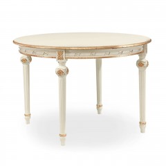 Раздвижной стол цвета слоновой кости с позолоченным резным декором - svd/280