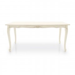 Белый раздвижной стол на подстолье с патинированным резным декором - svd/321