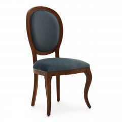 Стул с овальной спинкой в серо-голубой бархатной обивке - svd/836