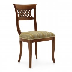 Стул с ажурной резной спинкой и сиденьем в полосатой текстильной обивке - svd/867