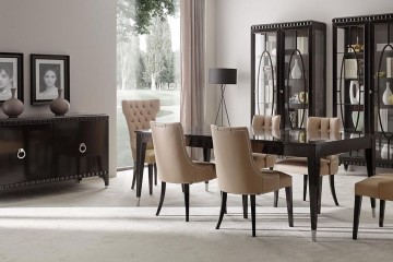 Столовая цвета мокко с бежевыми стульями - svd/906