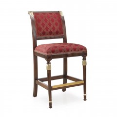 Коричневый стул с позолотой в красной обивке с орнаментом - svd/734
