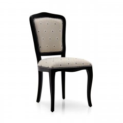 Стул на черном каркасе в светло-серой обивке с узорами - svd/832