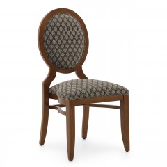 Стул с овальной спинкой в серой обивке с орнаментом - svd/713