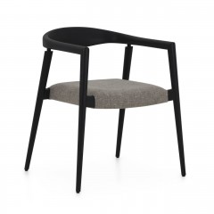 Черный стул с открытой спинкой и сиденьем в серой обивке - svd/721