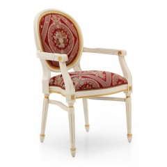 Белый стул в узорчатой красной обивке - svd/774