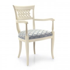 Белый стул с серо-голубым сиденьем - svd/787