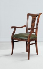 Деревянный стул с зеленым кожаным сиденьем - msd/245