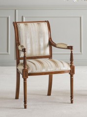 Бежевый полосатый стул с открытыми мягкими подлокотниками - msd/222