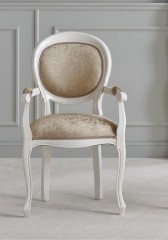 Бежевый бархатный стул на белом каркасе - msd/275