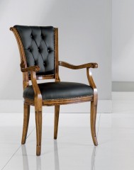 Черный кожаный стул с каретной стяжкой на спинке - msd/234