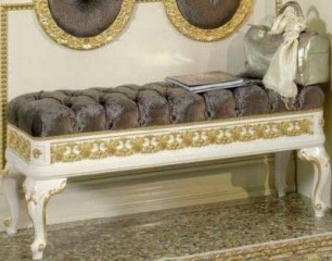 Скамья с мягким сиденьем в серой текстильной обивке - marca/336