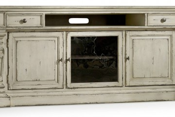 Патинированная белая тумба с резными угловыми стойками - hkf/1898