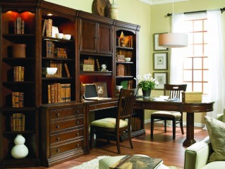 Гарнитур для классического кабинета из массива кофейного оттенка - hkf/0263