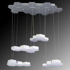 Серебристая люстра с плафонами из шестигранных призм - slfs/0274