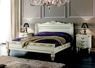 Кровать с широким прямоугольным изголовьем с фигурным топом - MMRS/0013