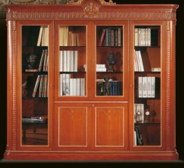 Книжный шкаф с полками за застекленными распашными дверками - moak/0233