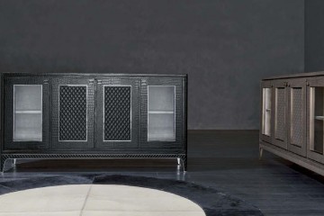 Тумба в черной кожаной отделке - mrgn/0097