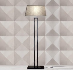 Черный торшер с прямоугольным бежевым абажуром - gkn/120
