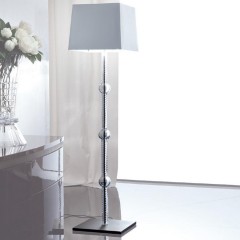 Серебристый торшер на стеклянной ножке с 3 шарами - gkn/129